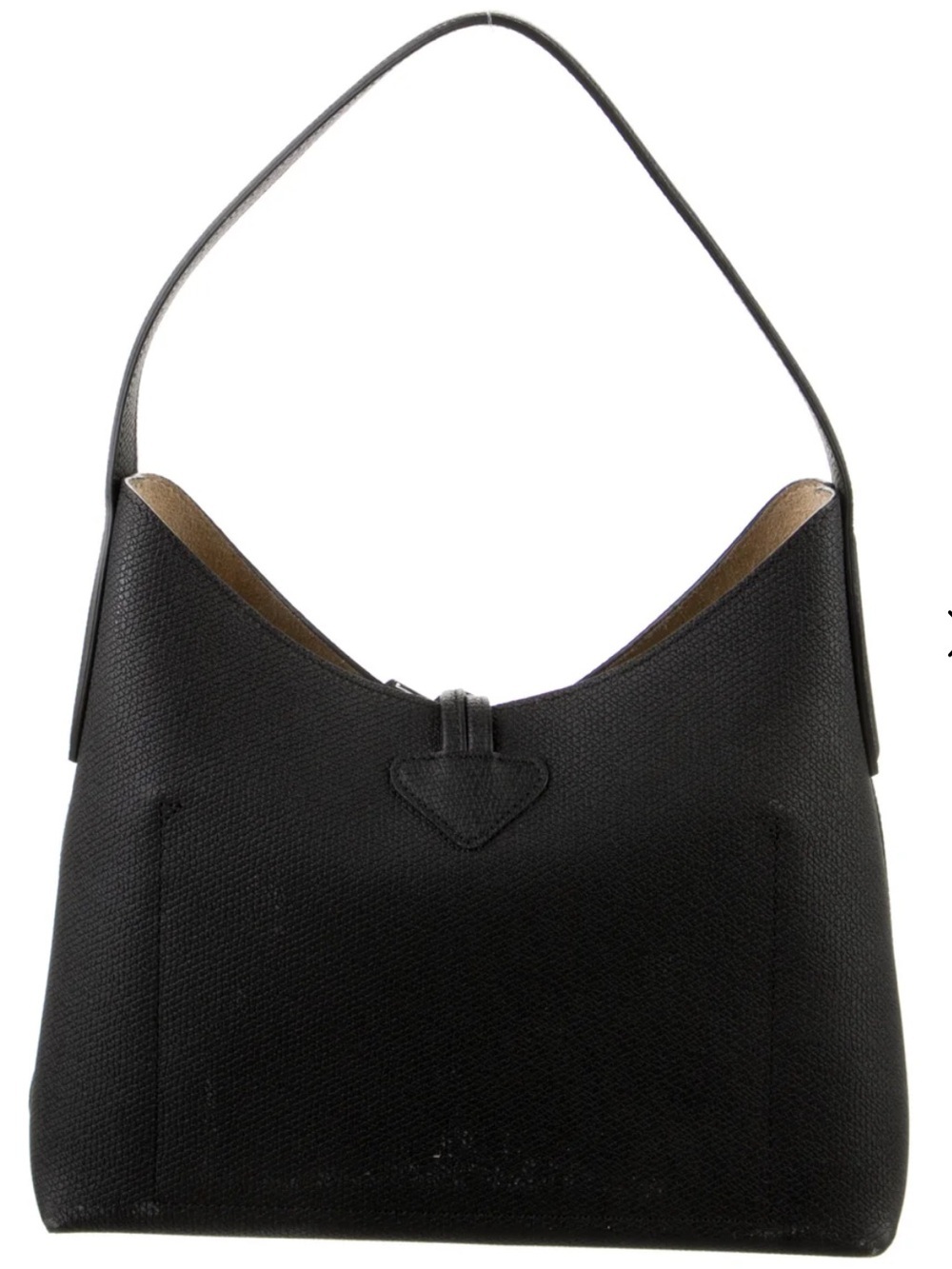 Longchamp Le Roseau Black Grained Cowhide Leather Small Hobo Bag NWOT RARE - Picture 4 of 9